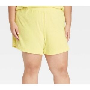 A New Day Mid Rise Pull on French Terry shorts Yellow Size 1X